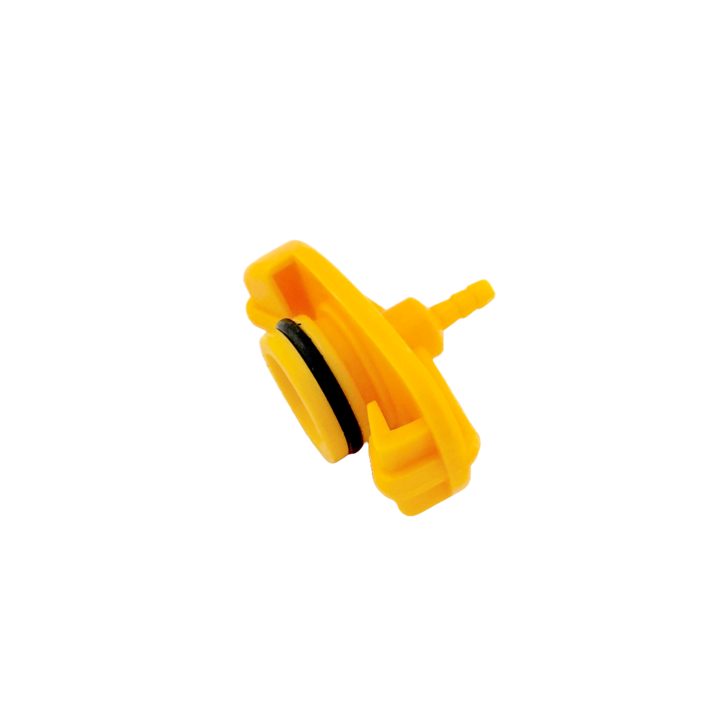 A yellow syringe barrel pneumatic adapter head suitable for 6ODx4ID tubes.