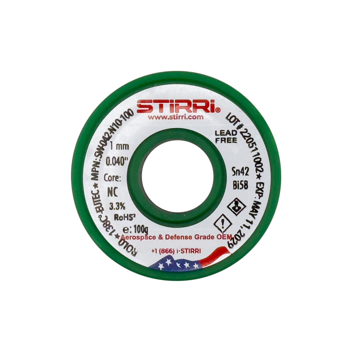 LT-042 - Sn42Bi58 low-temperature lead-free solder wire - 115g spool (4oz)